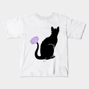 Flower Cat Purple Kids T-Shirt